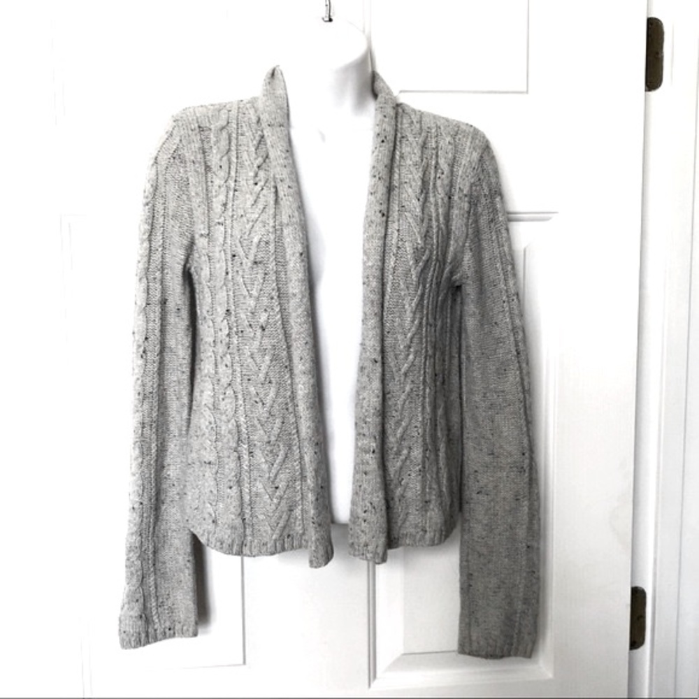 Converse One Star Wool Blend Light Gray Open Cardigan Sweater Size XS